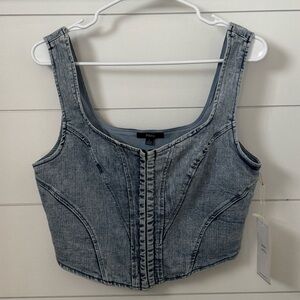 Blashe Denim Blue Women's Corset Top, Women’s L